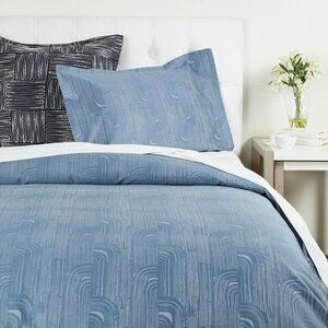 $690 KING Duvet 3pcs Kelly Wearstler ( duvet +2 sham ) 100% Cotton Tidal Indigo